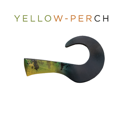 Fishing lure with gradient color on a white background, branded 'Yellow Perch'.
