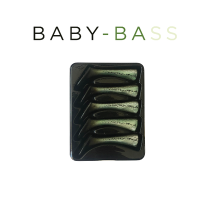 Baby Bass product packaging with 'BABY-BASS' text on a white background