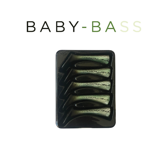 Baby Bass product packaging with 'BABY-BASS' text on a white background