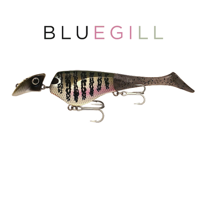 Fishing lure with 'Bluegill' text on a white background
