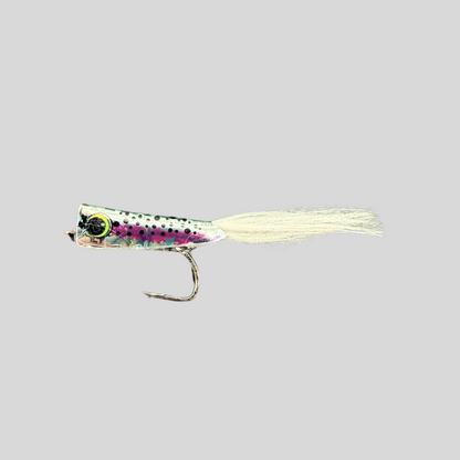 Spratz Baby Trout Streamer | 2-Inch Smolt Imitation | Printed-Foil Foam Body | Horizontal Slow Sink | #4 Kona XSS Hook | Brown & Rainbow | Trout, Bass, Stripers & Dock Lights | Flymen