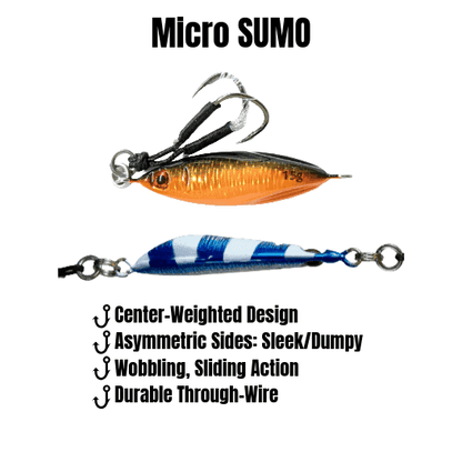 Submission Fishing Co. Micro Sumo Slow Pitch Jig | 4-Pack | 10g & 15g | 4 Colors | Bass, Trout & Inshore