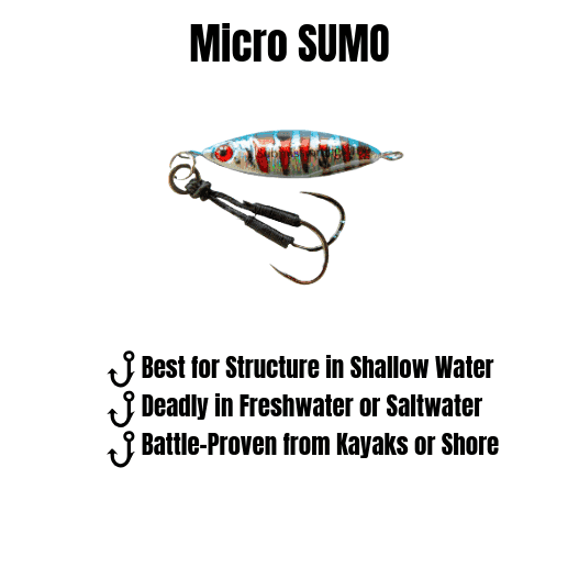 Submission Fishing Co. Micro Sumo Slow Pitch Jig | 4-Pack | 10g & 15g | 4 Colors | Bass, Trout & Inshore