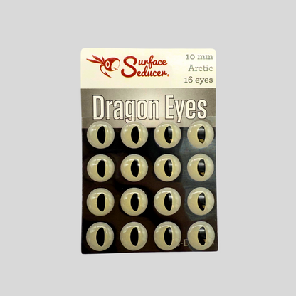 Surface Seducer Dragon Eyes | Fly Tying Eyes | 7 Sizes 3mm–10mm | 4 Colors | 20 Per Pack | Foam Poppers & Streamer Flies | Double Barrel & Fish-Skull Compatible | Flymen
