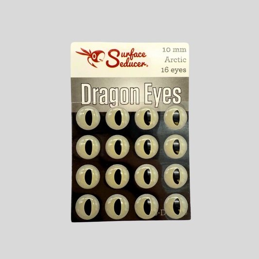 Surface Seducer Dragon Eyes | Fly Tying Eyes | 7 Sizes 3mm–10mm | 4 Colors | 20 Per Pack | Foam Poppers & Streamer Flies | Double Barrel & Fish-Skull Compatible | Flymen