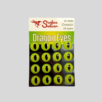 Surface Seducer Dragon Eyes | Fly Tying Eyes | 7 Sizes 3mm–10mm | 4 Colors | 20 Per Pack | Foam Poppers & Streamer Flies | Double Barrel & Fish-Skull Compatible | Flymen