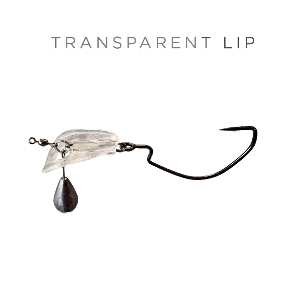 Fishing lure with transparent lip on a white background