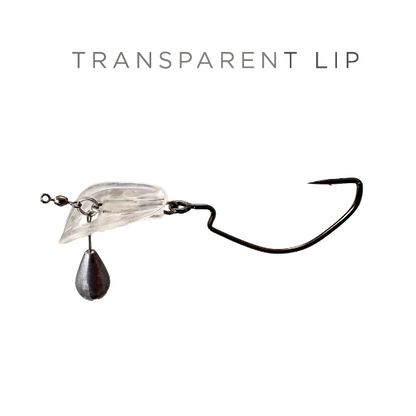 Fishing lure with transparent lip on a white background