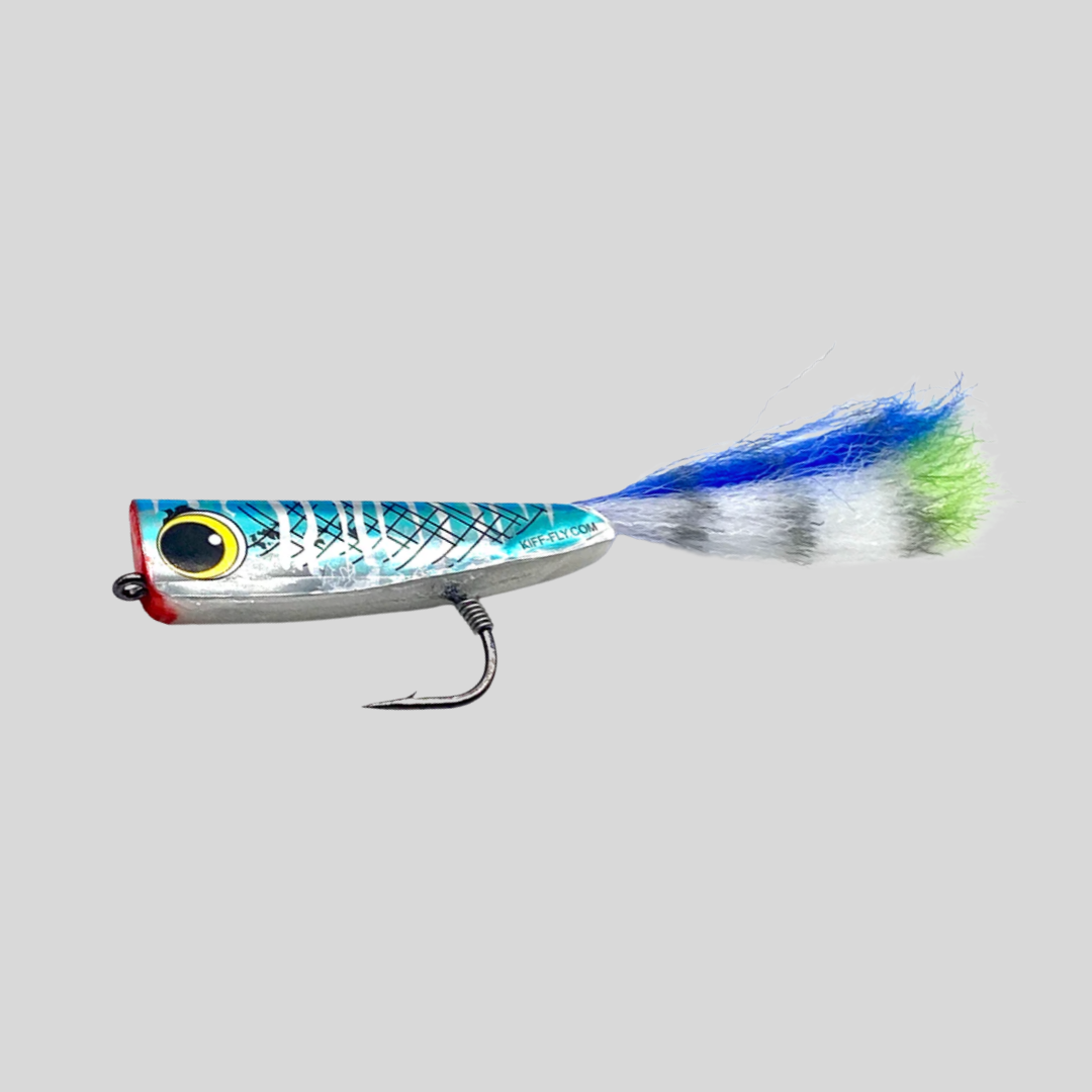 Surface Seducer Spratz Fly | Flat-Face Foam Baitfish Popper | Side-to-Side Cutting Action | Holographic Foil Foam | Kona Hook | 2/0 & 5/0 | 5 Colors | Mahi, Stripers, False Albacore & Pelagic | Flymen