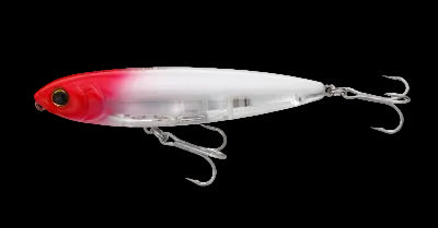 Fishing lure with red and white body on a white background