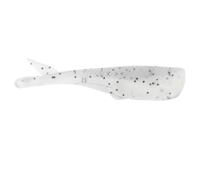 A translucent white silicone whale-shaped swim tail or fin accessory with black speckles, shown against a plain white background.