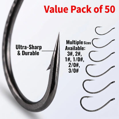 50pcs High Carbon Steel Wacky Hooks – Non-Slip Soft Bait Hook for Worm Lure Fishing, Carp & All Waters Tackle