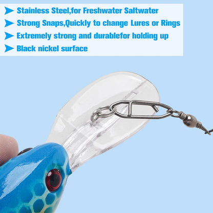 50Pcs Power Fishing Clips Fishing Speed Clips High Strength Fishing Lure Clips Stainless Steel Quick Change Fast Link Clip Snaps
