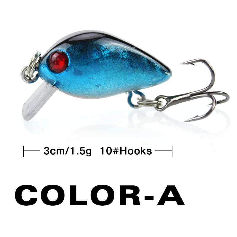 Fishing Lure Small Minnow Mini Wobble 3cm 1.5g Micro Fish Crank Bait Artificial Lure Swimbait 1 Piece