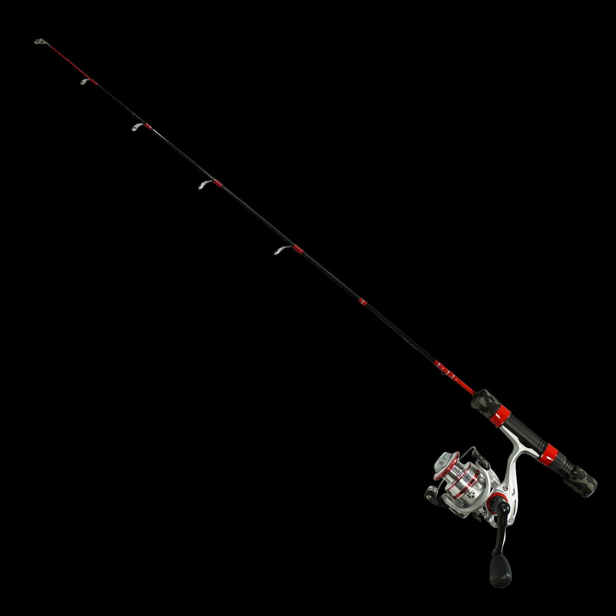 Fishing rod and reel combo on a white background