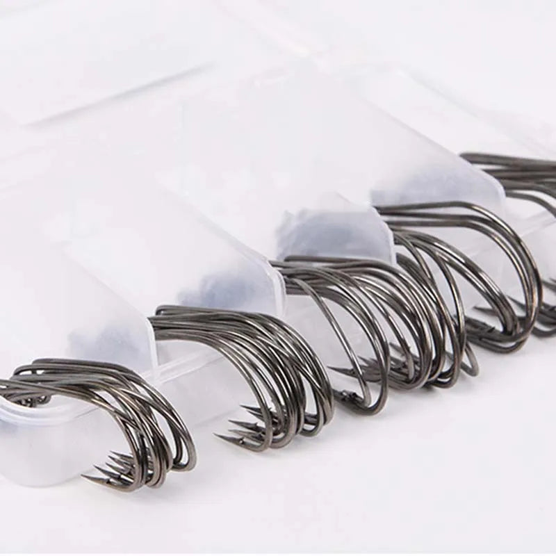 Carbon Steel Fishing Hooks Offset Wide Gap Barbed Jig Hooks for Soft Worm Sea Fishing