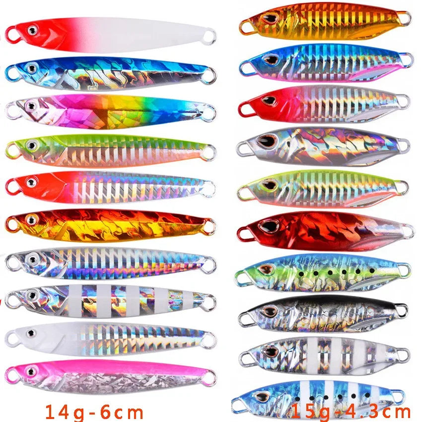 20PCS Quality Metal Cast Jig Spoon Set 10g- 60g Shore Casting Jigging Fish Sea Bass Fishing Lures Artificial Bait Tackle