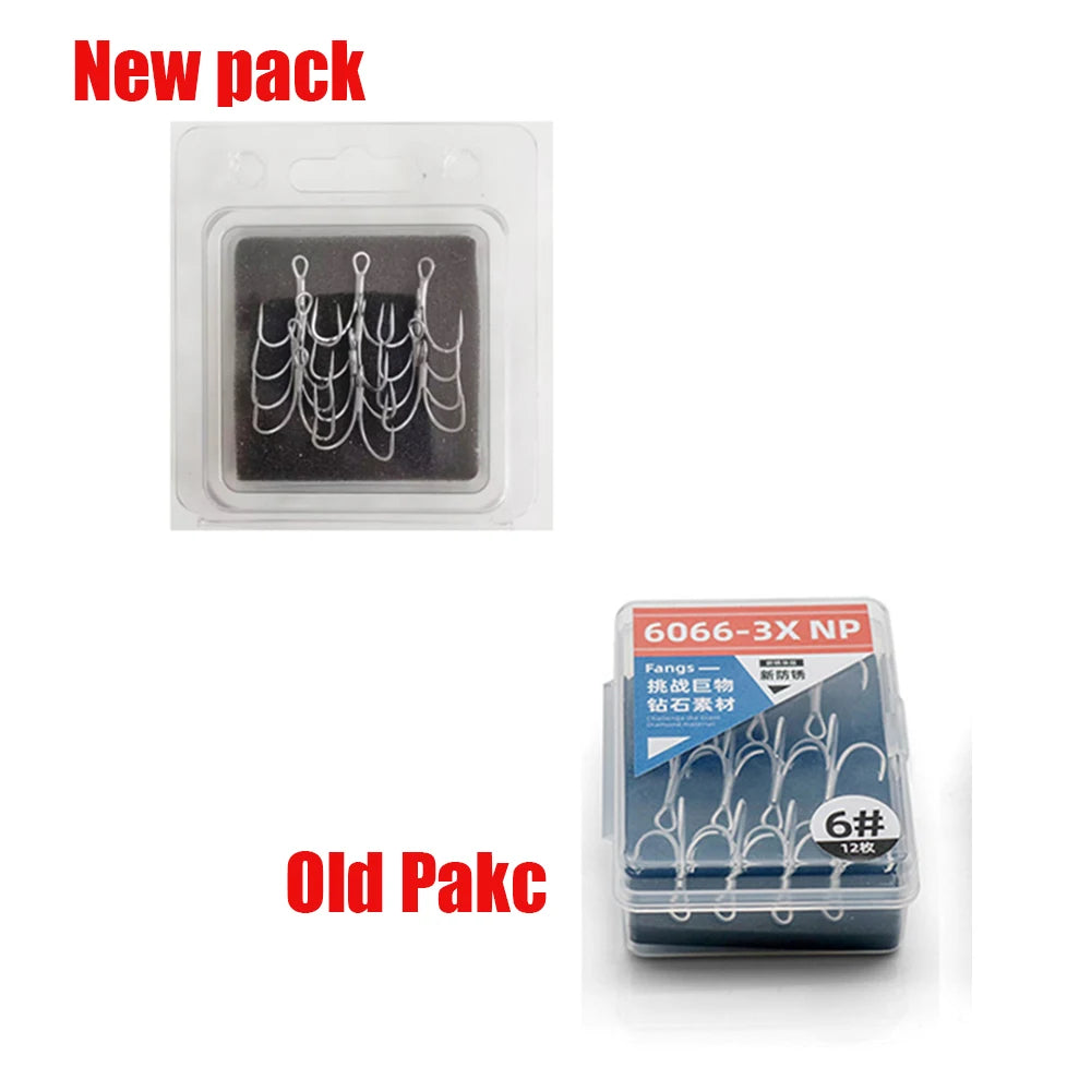 Tri Hooks Anti-Rust Coating 3X Super Strong Sharp fishing hook High Carbon Steel Sea Hooks Saltwater