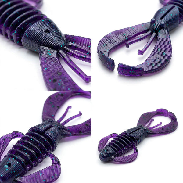 Purple and black fishing lure on a white background