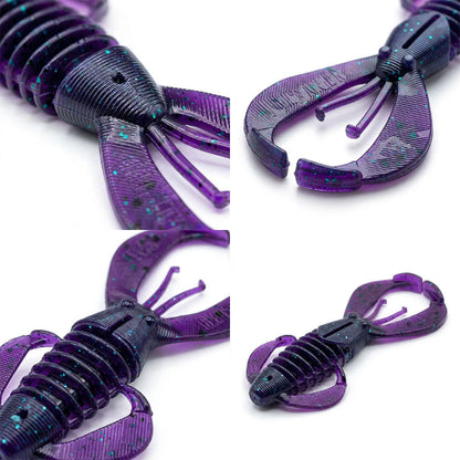 Purple and black fishing lure on a white background