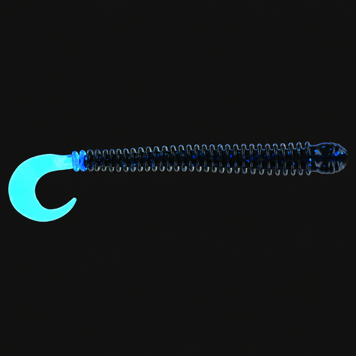 Big Bite Baits 4-inch Ring Disc Worm in Black Blue Metal Flake / Blue Tail