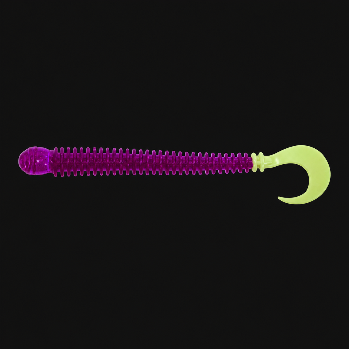 Big Bite Baits 4-inch Ring Disc Worm in Purple / White Glow Tail