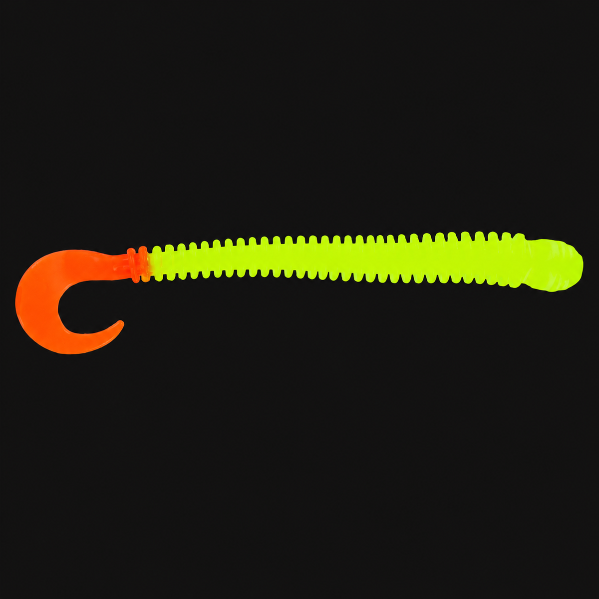Big Bite Baits 4-inch Ring Disc Worm in Chartreuse / Orange Tail