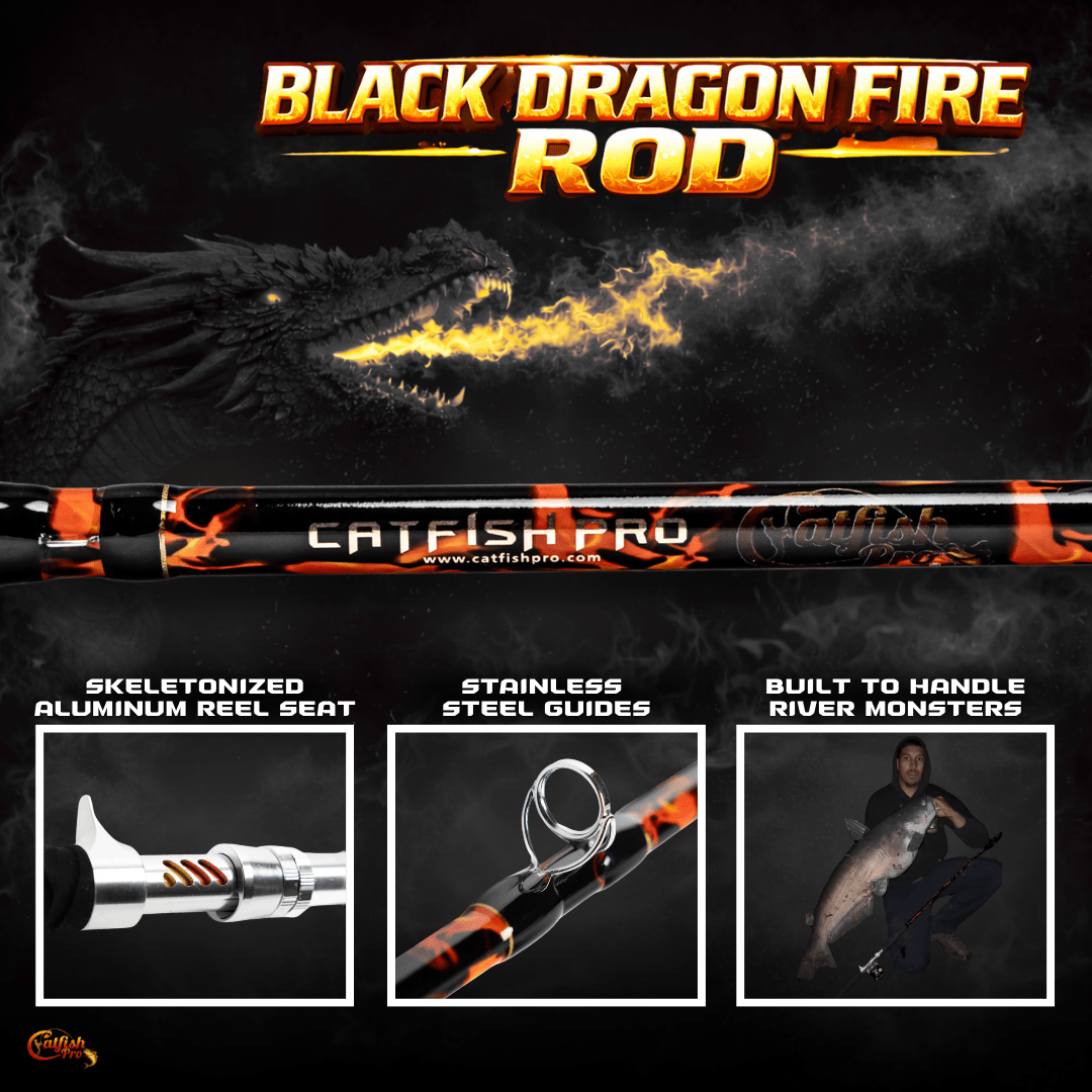 Catfish Pro Black Dragon Fire Casting Rod | 7'6" Glow