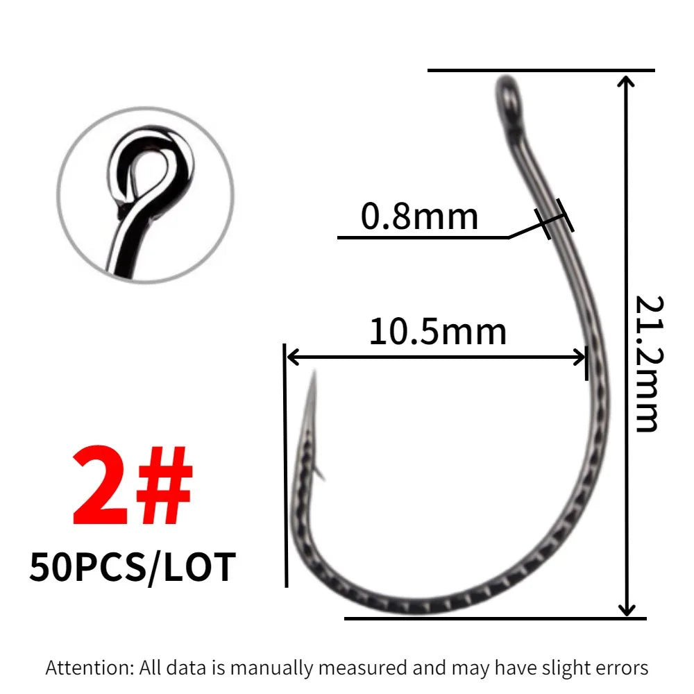 50pcs High Carbon Steel Wacky Hooks – Non-Slip Soft Bait Hook for Worm Lure Fishing, Carp & All Waters Tackle