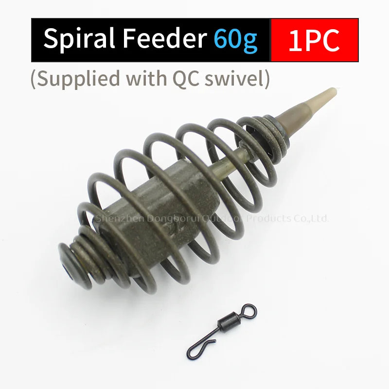 1PC Carp Fishing Accessories Spiral Feeder 30g/50g/60g/80g Fit With QC Swivel Size 8 For Method Feeder Fishing Equipment