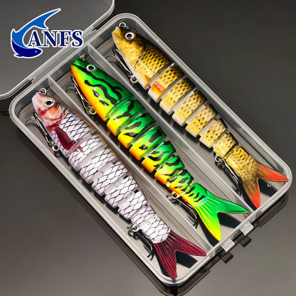 ANFS Realistic Fishing Lure Set of 3pcs, Multi-Jointed Swimbaits Fishing Lures, Lifelike Slow Sinking Artificial Bait for Bass, Trout