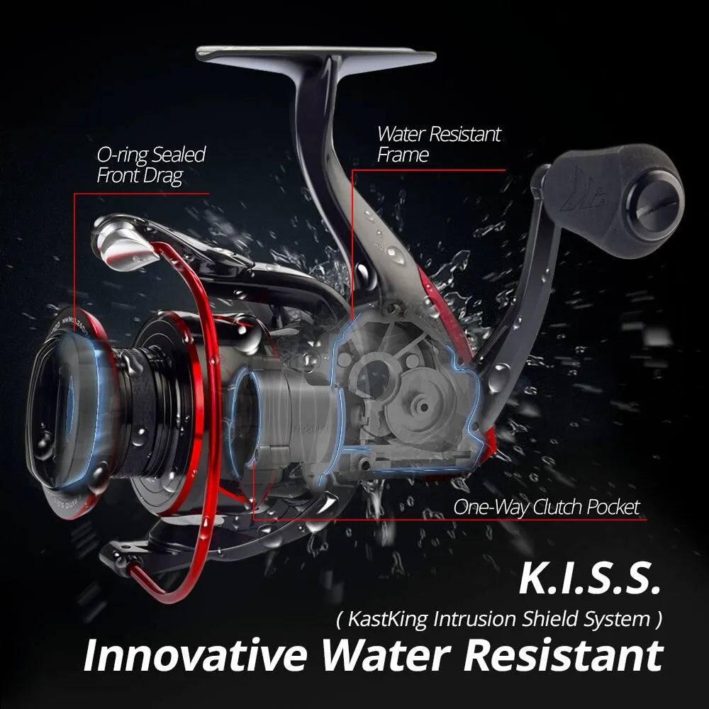 KastKing Sharky III Ball Bearings Max Drag Spinning Reel Durable Metal Body Freshwater Saltwater Fishing Reel