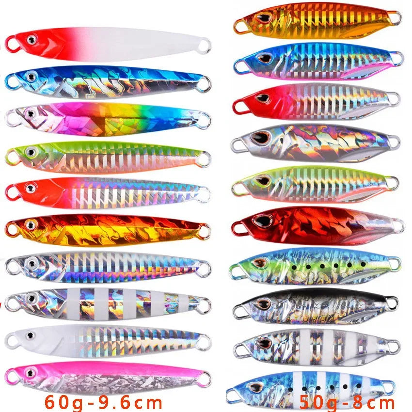 20PCS Quality Metal Cast Jig Spoon Set 10g- 60g Shore Casting Jigging Fish Sea Bass Fishing Lures Artificial Bait Tackle