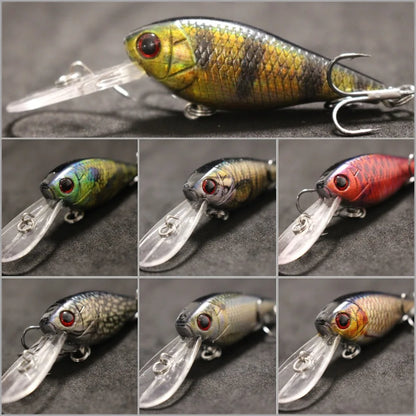 Crankbait Fishing Lure 8g 8cm 3 Meters Depth High End Hooks Wide Wobble with Deep Diving Carp Fishing HC549