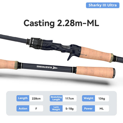 KastKing Sharky Ultra Carbon Spinning Casting Rods FUJI F+SIC Guide RingsFreshwater Saltwater Fishing Rod