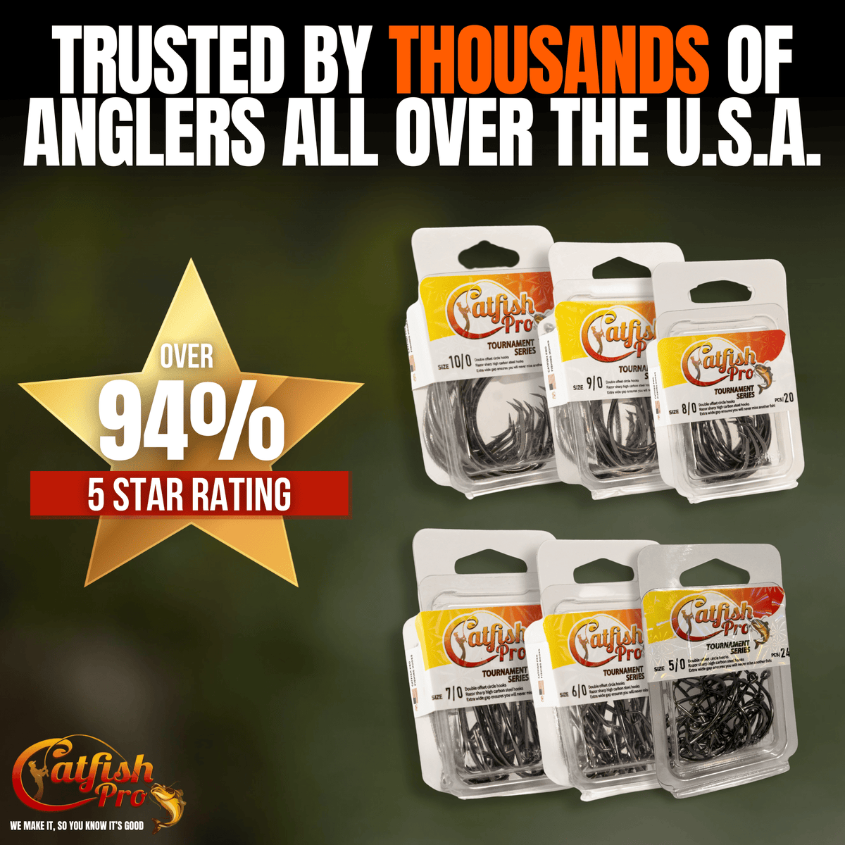 Catfish Pro Double Offset Circle Hooks 6/0 Value Pack 24-Count