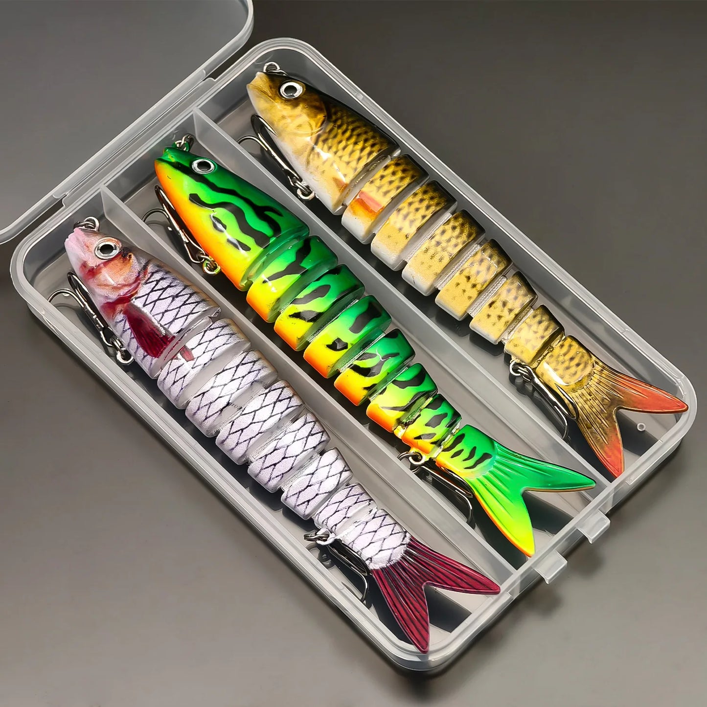 ANFS Realistic Fishing Lure Set of 3pcs, Multi-Jointed Swimbaits Fishing Lures, Lifelike Slow Sinking Artificial Bait for Bass, Trout