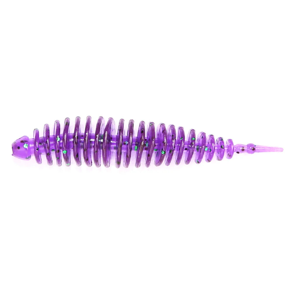 Soft Fishing Lure, Spiral Worm Bait with Glitter