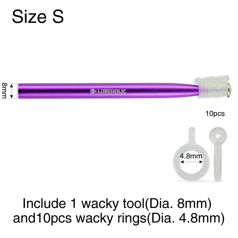 LUREHOLIC 8mm 12mm Wacky Tool with 10 Wacky Rings for Worm  Wacky Rig Neko Rig Bass Lure Fishing Wacky Rings