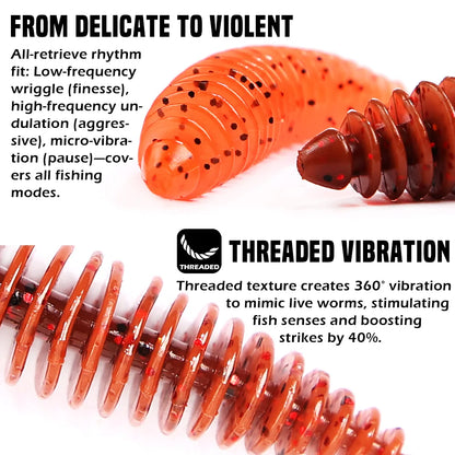 Soft Fishing Lure, Spiral Worm Bait with Glitter