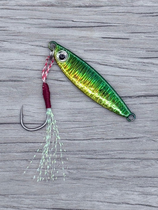 Kraken Jigz Drop Zone 7g Slow Pitch Jig | Green, Blue & Multi