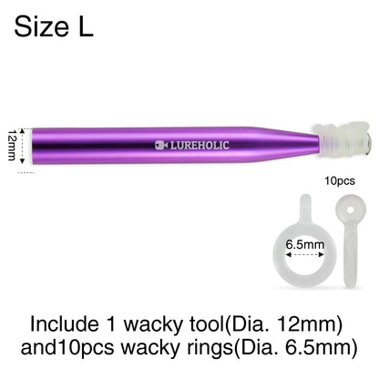 LUREHOLIC 8mm 12mm Wacky Tool with 10 Wacky Rings for Worm  Wacky Rig Neko Rig Bass Lure Fishing Wacky Rings