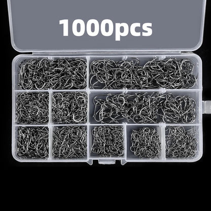 1000 PCS Fishing Hooks Set High Carbon Steel Barbed Fish Hooks for Saltwater and Freshwater