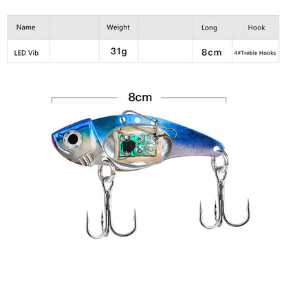 Smart Underwater LED Fishing Light Squid Lure with Vibration, Flashing Deep Drop Light, Waterproof Fish Attractor Bait for Squid