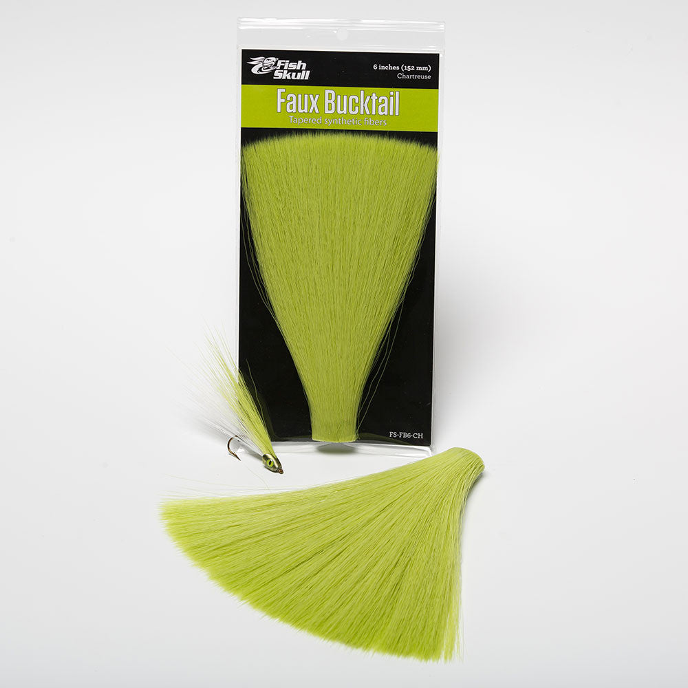 Flymen Faux Bucktail | Tapered Synthetic Bucktail Fiber | 6" Uniform Length | Pre-Stacked | 12 Colors | Clousers, Deceivers, Pike & Big Game Flies | Bite-Proof | Flymen