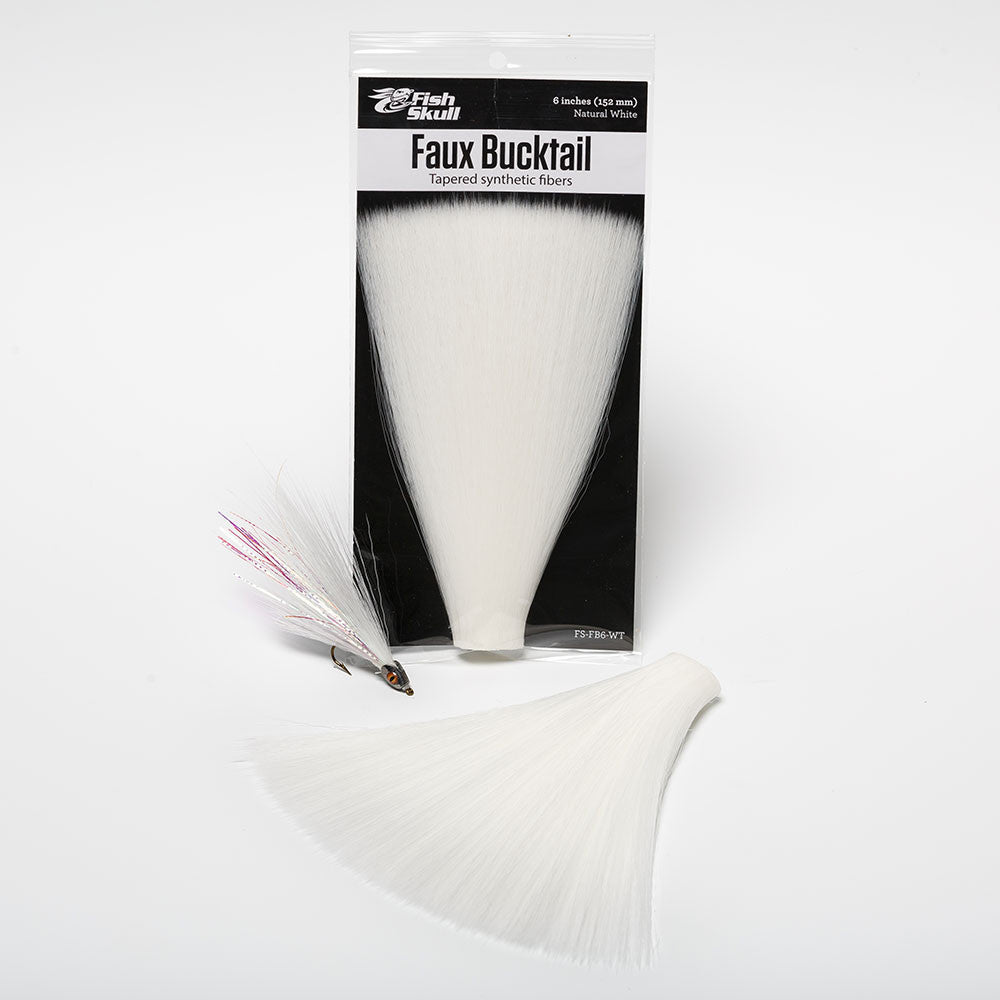 Flymen Faux Bucktail | Tapered Synthetic Bucktail Fiber | 6" Uniform Length | Pre-Stacked | 12 Colors | Clousers, Deceivers, Pike & Big Game Flies | Bite-Proof | Flymen