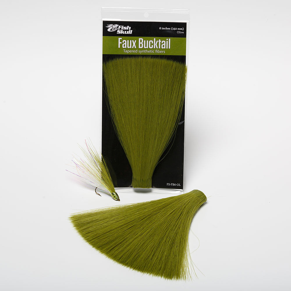 Flymen Faux Bucktail | Tapered Synthetic Bucktail Fiber | 6" Uniform Length | Pre-Stacked | 12 Colors | Clousers, Deceivers, Pike & Big Game Flies | Bite-Proof | Flymen