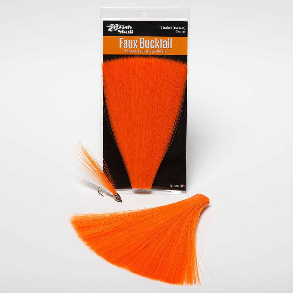 Flymen Faux Bucktail | Tapered Synthetic Bucktail Fiber | 6" Uniform Length | Pre-Stacked | 12 Colors | Clousers, Deceivers, Pike & Big Game Flies | Bite-Proof | Flymen