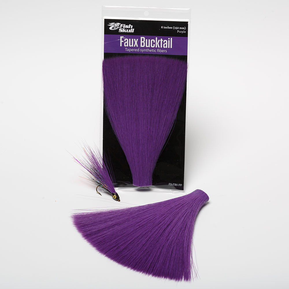 Flymen Faux Bucktail | Tapered Synthetic Bucktail Fiber | 6" Uniform Length | Pre-Stacked | 12 Colors | Clousers, Deceivers, Pike & Big Game Flies | Bite-Proof | Flymen