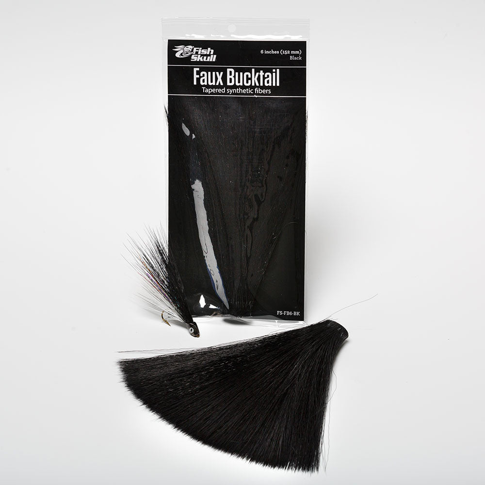 Flymen Faux Bucktail | Tapered Synthetic Bucktail Fiber | 6" Uniform Length | Pre-Stacked | 12 Colors | Clousers, Deceivers, Pike & Big Game Flies | Bite-Proof | Flymen